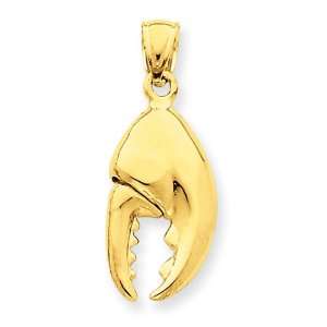  14k 3 D Moveable Stone Crab Claw Pendant: West Coast 