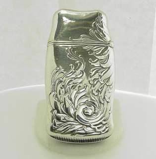 Antique Victorian Sterling Silver Seaweed Match Safe  