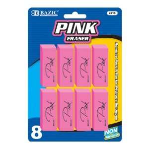    Bazic Bevel Eraser, Pink, 8 per Pack (Case of 72)