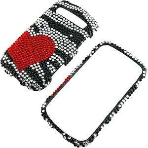   Protector Case for Samsung Admire R720, Red Heart Zebra Full Diamond