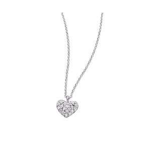   Meira T 14K White Gold Pave Set Diamond Baby Heart Necklace: Jewelry