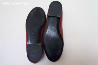 CLASSIC CHANEL RED/BLACK TOE LEATHER BALLERINA FLATS SHOES SIZE 36.5 