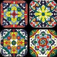 Talavera Coaster Set Mexican Art Colorful Patterns New  