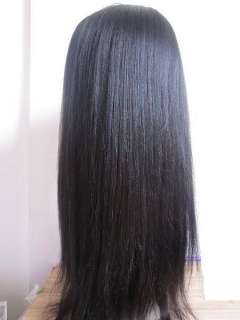 yaki straight remy human hair front lace wigs 1b# off back  