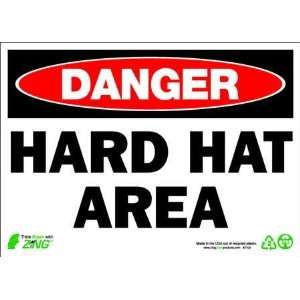 ZING 2102A Sign,Danger Hard Hat Area,10x14,Alum.  