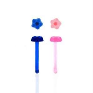 UV Acrylic Blue Bend To Fit Flower Nose Studs   22g 7mm Length   Sold 