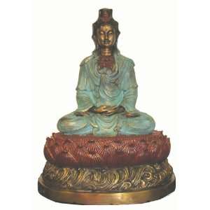  Kwan Yin Statue   16 Hand colored Bronze