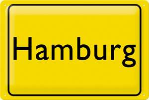 Blechschild HAMBURG Ortsschild gelb,30 cm,NEU  