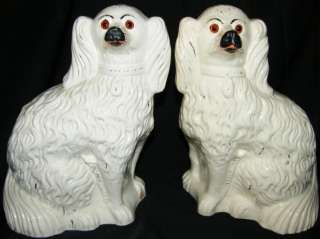 Antique Staffordshire Fireside/Mantle Spaniels Dogs  