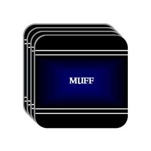 Personal Name Gift   MUFF Set of 4 Mini Mousepad Coasters (black 