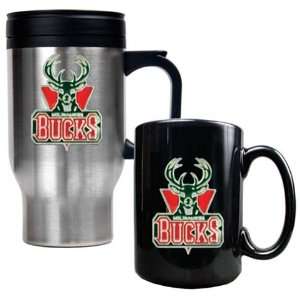  Milwaukee Bucks Coffee Cup & Travel Mug Gift Set: Kitchen 
