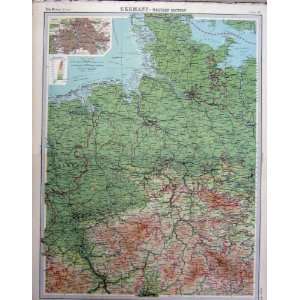  1920 Map Germany Western Section Colour