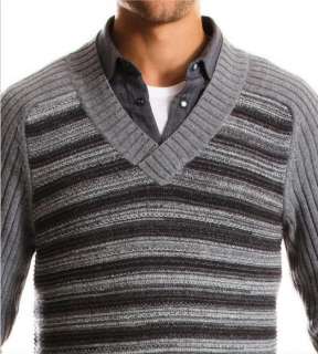 Armani Exchange Links Stitch V neck Sweater Heather Gray NWT  