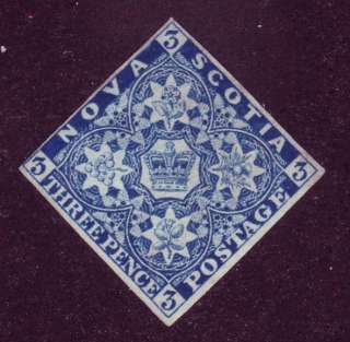 Nova Scotia 1851 Pence 3d blue #2 VF mint no gum  
