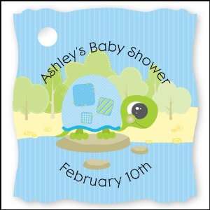 Blue Baby Turtle   20 Personalized Baby Shower Die Cut Card Stock Tags