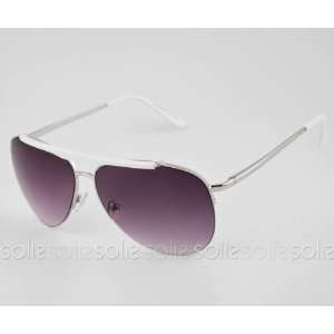 Eye Candy Eyewear   Silver/White Frame Sunglasses with Smoke Lens 