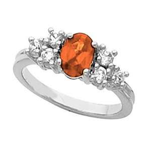  14K White Gold Mexican Fire Opal and Diamond Ring Jewelry