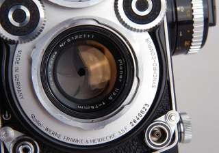 White Face* Rolleiflex 3.5F TLR w/Planar 75mm f/3.5 F + Beattie 