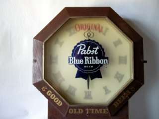 Vintage Pabst Blue Ribbon Beer Lighted Clock Sign  