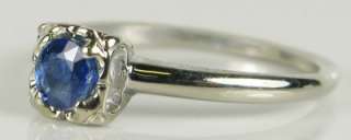   14K White Gold .33ct AAA Kashmir Sapphire Engagement Ring Sz6  