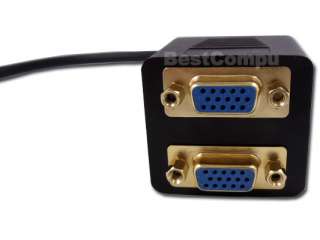   VGA 1 Male to Dual 2 VGA Female Converter Splitter Y Cable  