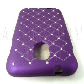 SAMSUNG GALAXY S2 EPIC 4G TOUCH PURPLE RUBBER SPOT DIAMOND BLING COVER 