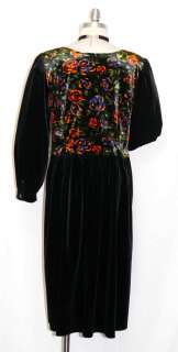 BLACK Velvet GERMAN Dirndl Hostess Winter DRESS 14 L  
