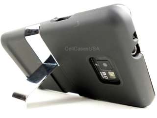 FOR SAMSUNG GALAXY S2 i9100 CHROME STAND BLACK HARD COVER CASE 
