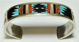 Native American Zuni Sterling silver Multi stones bracelet by C 