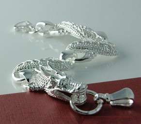 925 Sterling Silver Designer BRACELET   Dragon Chain 20cm MAN 
