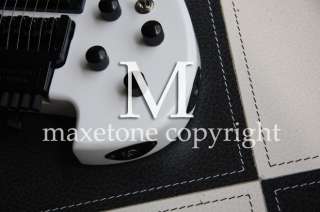 Maxetone white Headless double neck 4/6 string electric Bass guitar 