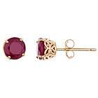 CARAT RUBY STUD EARRINGS 5mm ROUND CUT 14KT YELLOW GOLD JULY BIRTH 