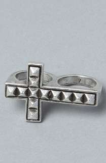 Marley B Parker Jewelry The Two Finger Pyramid Cross Ring in Silver 