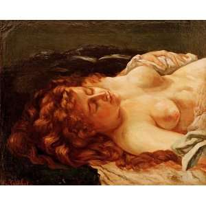 Kunstreproduktion Gustave Courbet Schlafende rothaarige Frau 105 x 