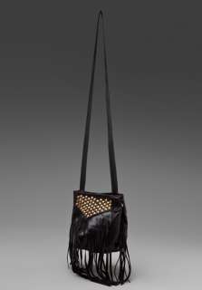 WINTERS Studded Fringe Cross Body Bag in Black Leather at Revolve 