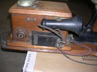   ANTIQUE 1900S KELLOGG CRANK OAK WOOD WOODEN WALL TELEPHONE PHONE