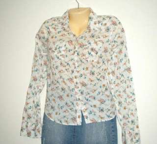 Country Western Pearl Snap Shirt Blouse Floral Prairie  