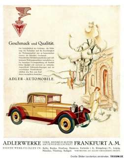 Plakat ADLER Automobile, Oldtimer, farbig, Geschenkidee  