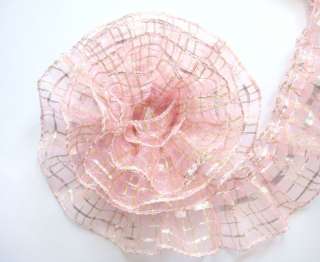 C206 15 L Pink Ruffle Lace Edge Fringe Trim x 10 Yard  