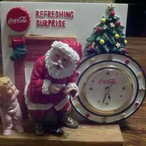 Coca Cola Christmas Holiday Mantle Santa Clause Clock  