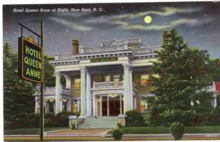 Hotel Queen Anne At Night , New Bern, N. C. Postcard  