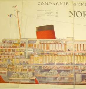 Cruise Liner Normandie Color Interior Profile 1935  