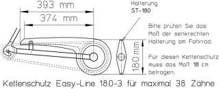 Kettenschutz Easy Line 180 3 für 36 / 38 Z Zähne,180 mm  