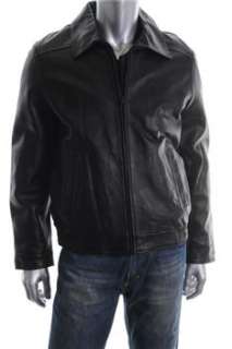 Tommy Hilfiger Mens Black Coat Leather Jacket L  
