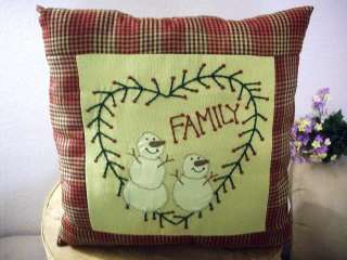 Country Cute Snowman Patchwork Family Pillow ~ New  