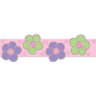 WallPOPs 2 Pack 16 Ft. x 6.5 In. Pink, Purple And Green Poppie Stripe 