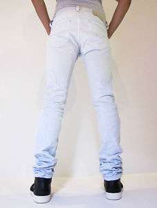   888OL Jeans Slim Skinny Striped Designer Denim Blue Men New  