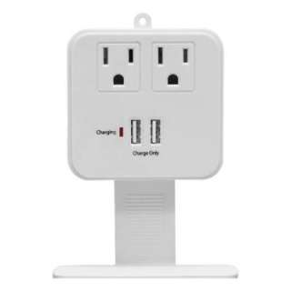 GE 2 Outlet In Wall Surge with Shelf, USB, 245 Joules, White 14461 at 