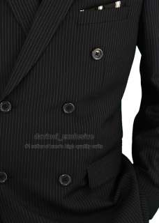 UOMO MODERN DOUBLE BREASTED SUIT + PLEATED PANTS 3599 BLACK NARROW 