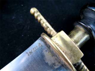ANTIQUE KNIFE DAGGER INDIA Carved HANDLE Brass CASE  
